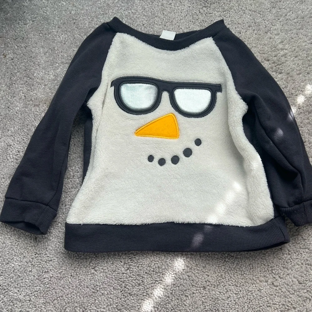 Kids Grey and White Snowman Two Piece Outfit with Yellow Accents